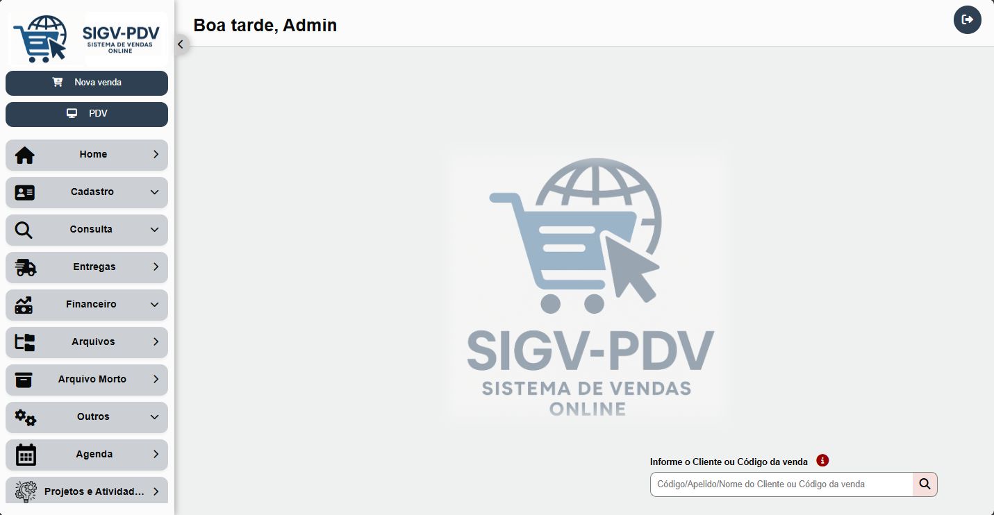 Dashboard de sistema empresarial