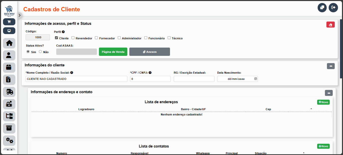 Cadastro de Clientes